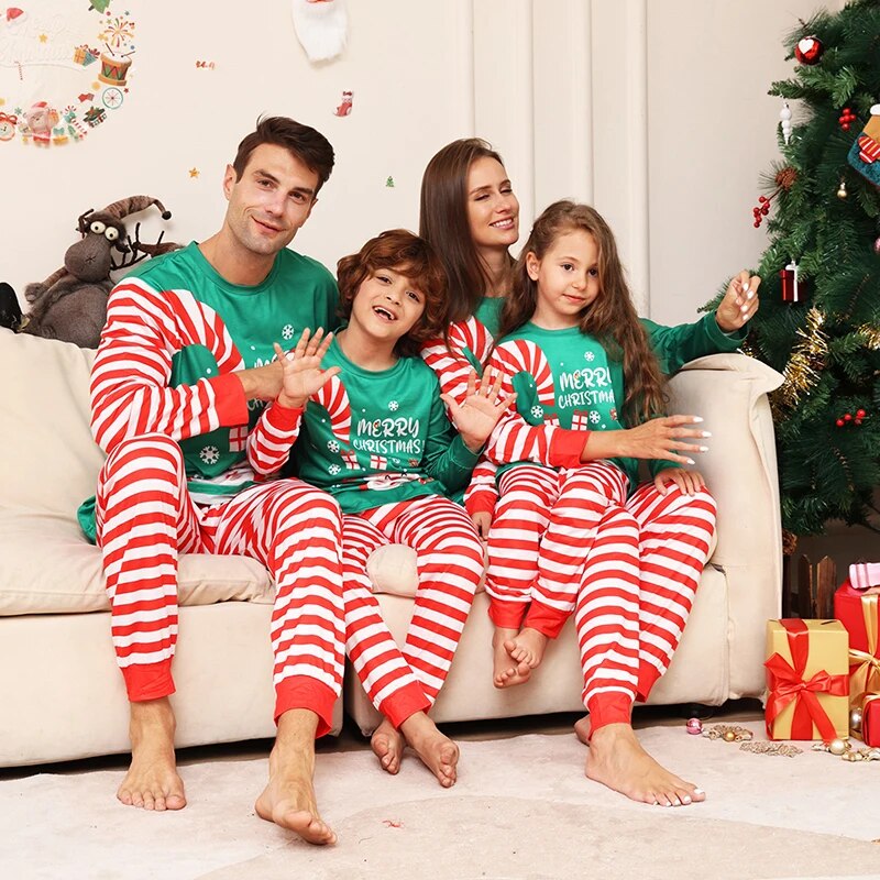 Family in matching pyjamas 