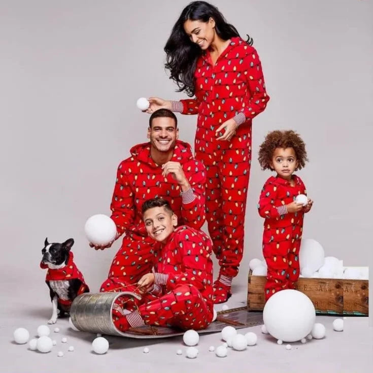 Lights Matching Red Family Christmas Pajamas