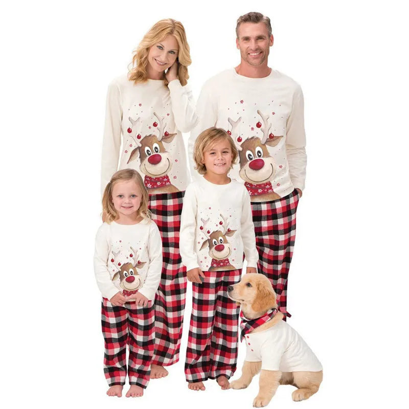 Beige Reindeer Matching Family Christmas Pajamas