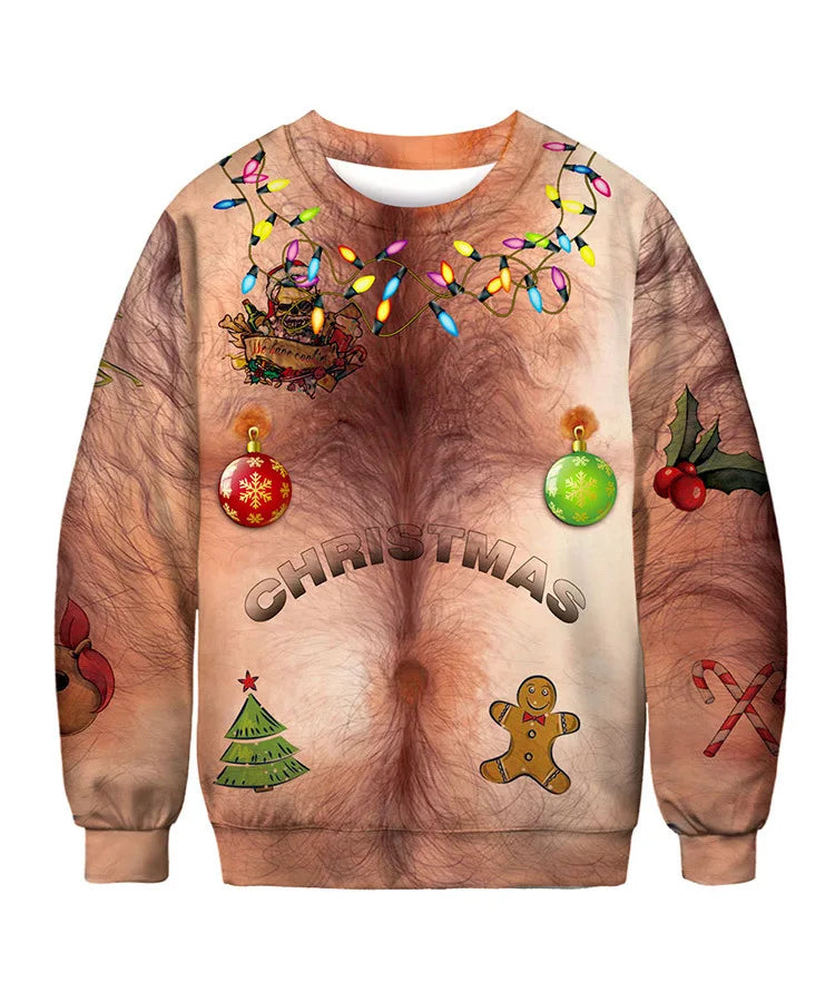 Hairy Body Tattoo Ugly Christmas Jumper