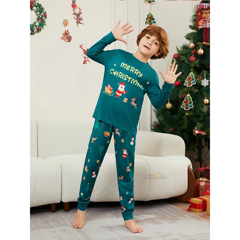 Santa sleigh design Christmas pyjamas for the family