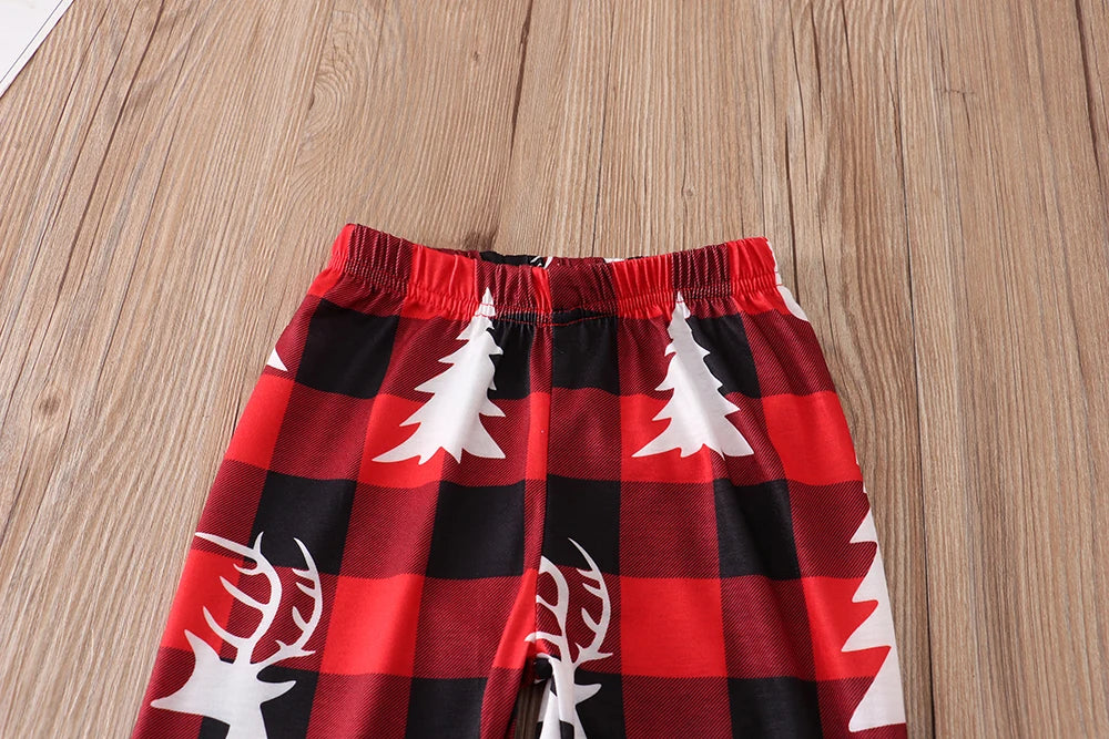 Soft reindeer red plaid pyjama set for the family