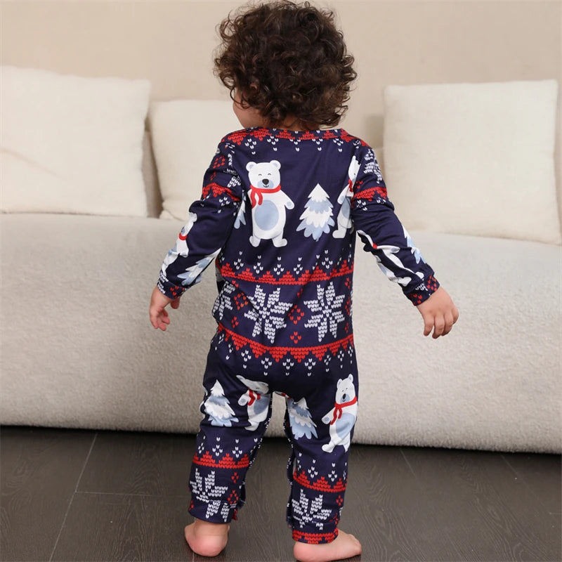 Polar bear print family pyjama set for Christmas fun