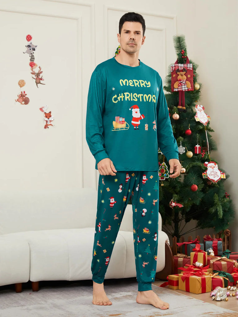 Family holiday pyjamas with joyful sleigh print