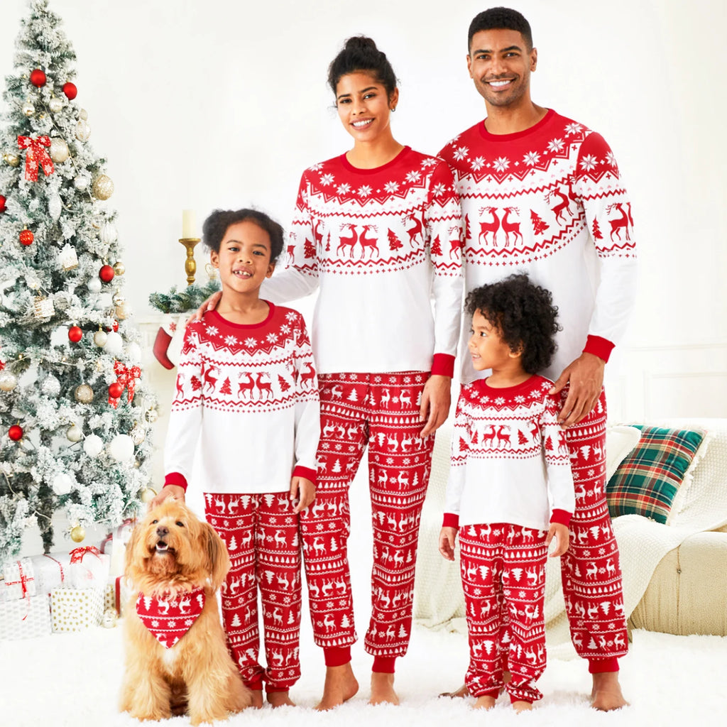 Reindeer and Snowflake Print Christmas Pajamas