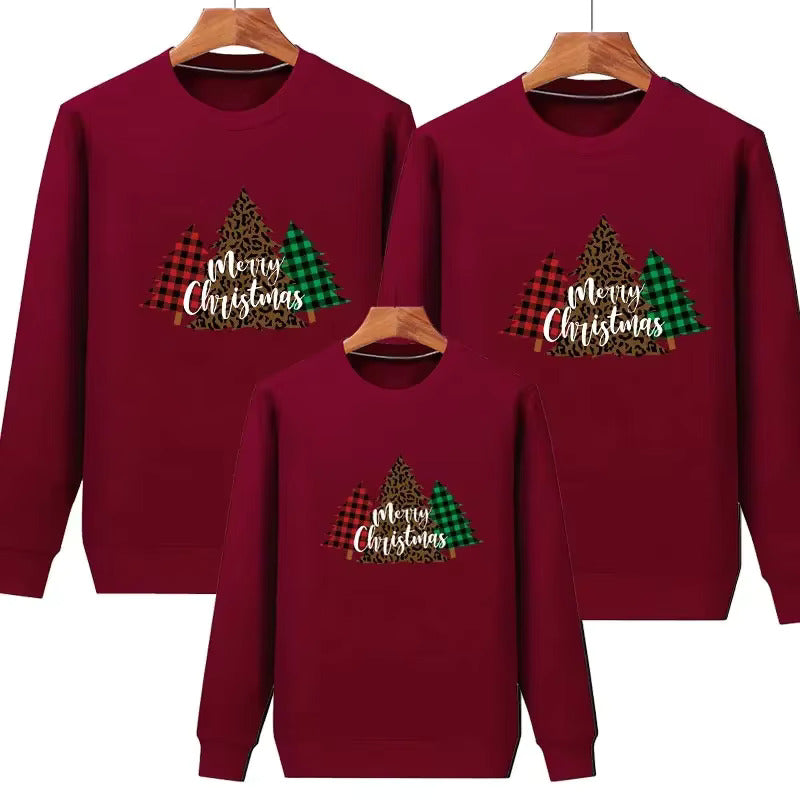 Plain Wine Red Christmas Tree Christmas Sweater