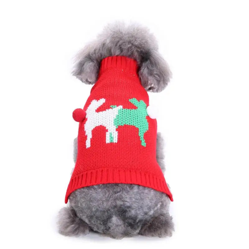 Festive Dog Jumper featuring Reindeer Design in Red