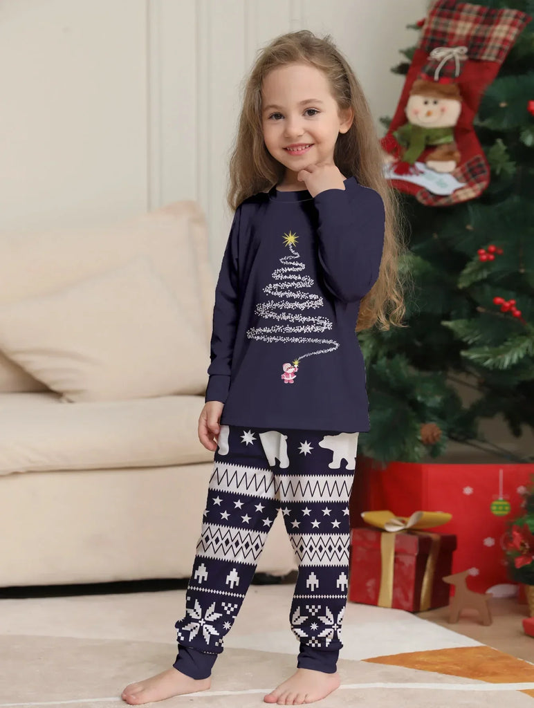 Cosy Christmas pyjamas with navy tree design