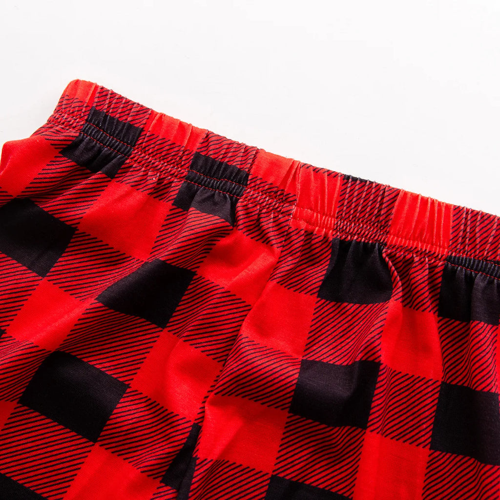 Cosy plaid pyjamas for family holiday celebrations