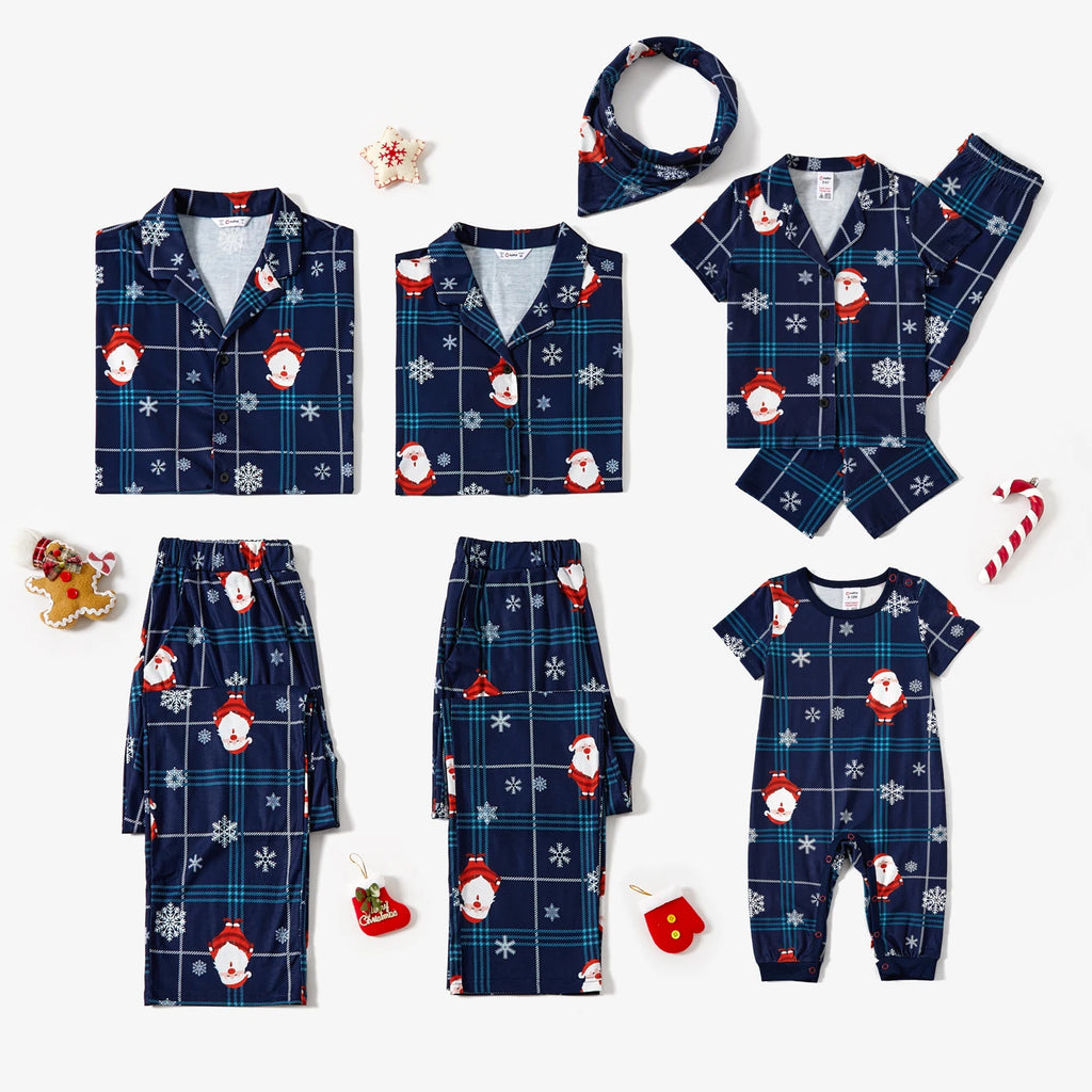 Plaid Santa and Snowflake Christmas Pajamas