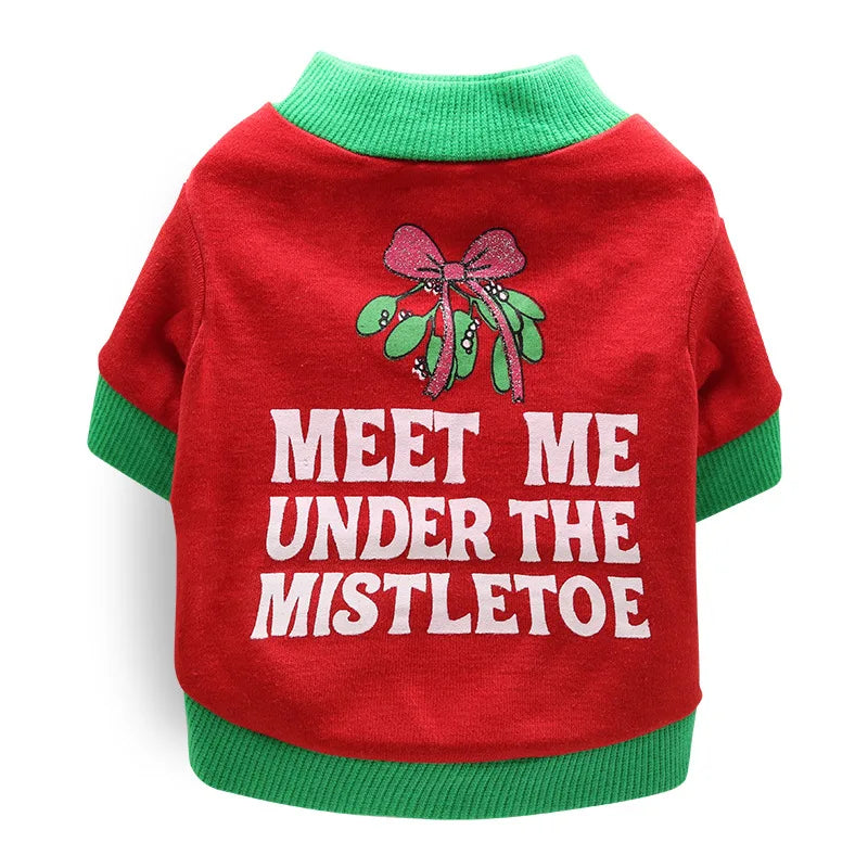 Adorable Dog Christmas Shirt with Mistletoe for Holidays