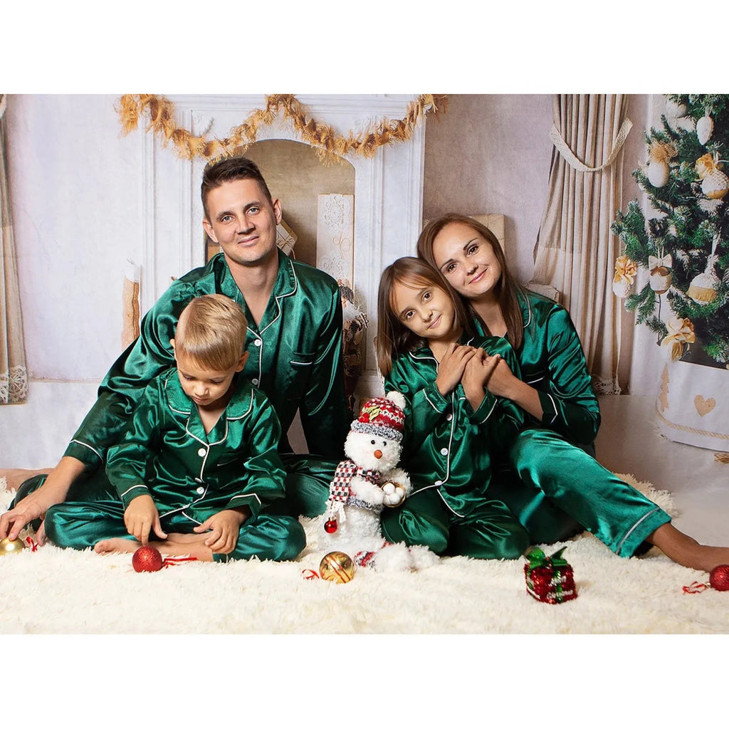 Satin Matching Christmas Pajamas