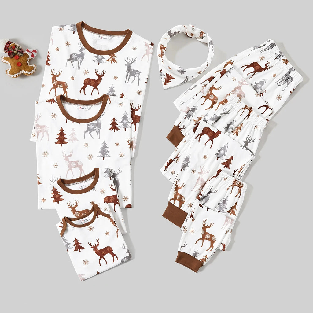 Reindeer & Trees Print Christmas Pajamas