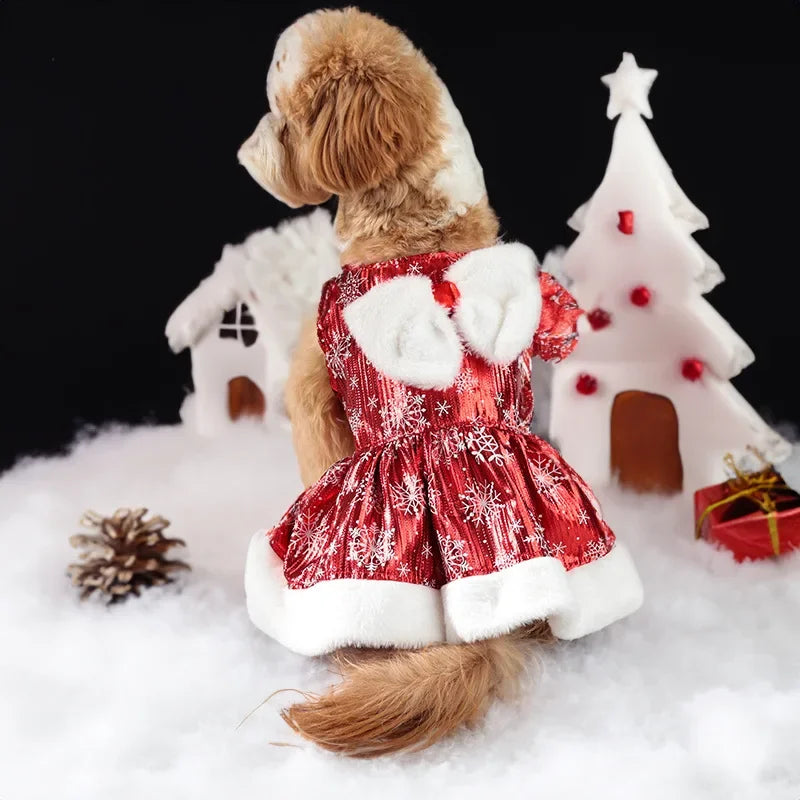 Festive Small Dog Dress with Christmas Print