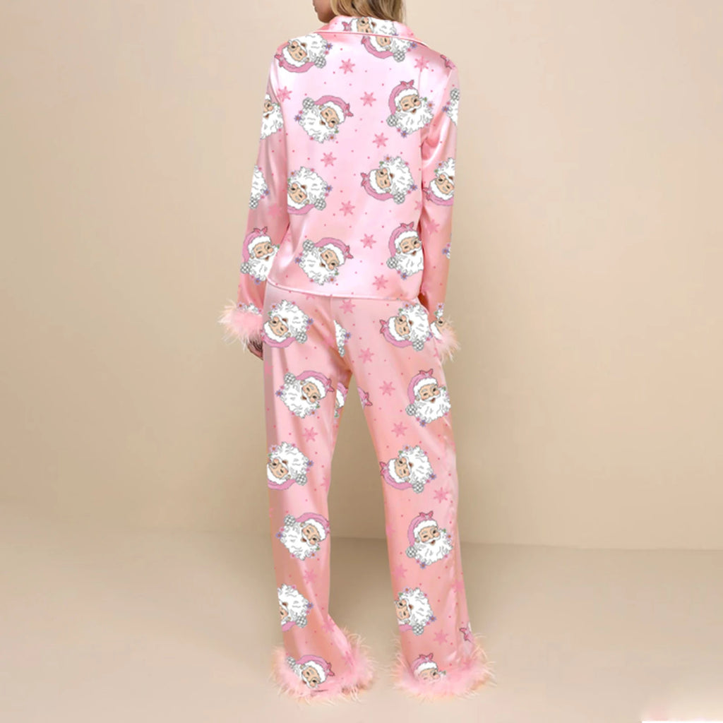 Festive Women’s pyjamas featuring a playful pink Santa print