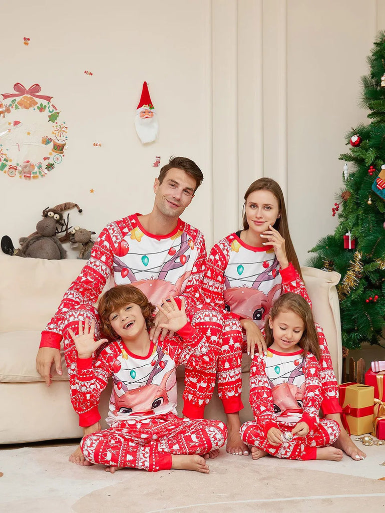 Holiday pyjamas with fun Rudolf design for families
