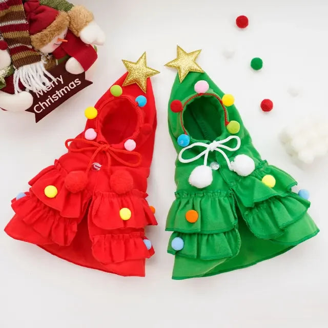 Stylish Red Christmas Tree Hoodie for Dogs