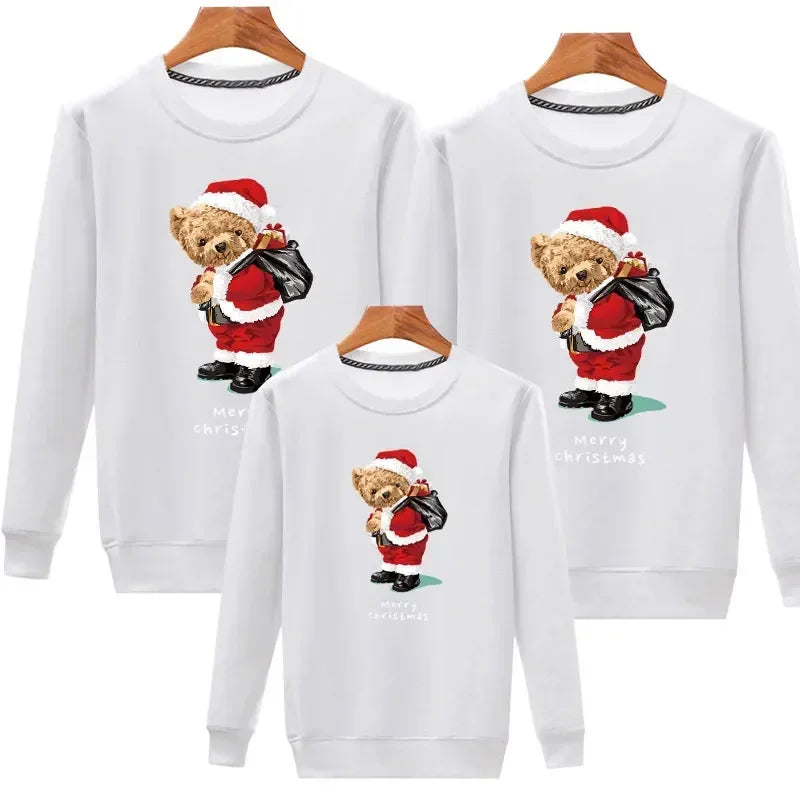 Plain White Christmas Bear Matching Christmas Sweater