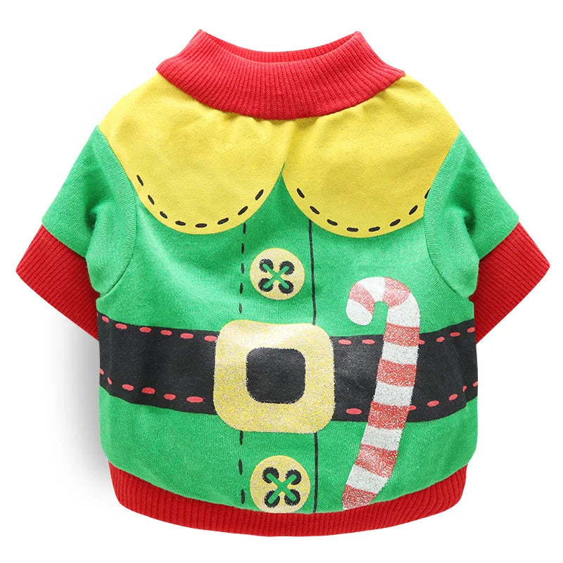 Dog Christmas Elf T-Shirt in Green Colour