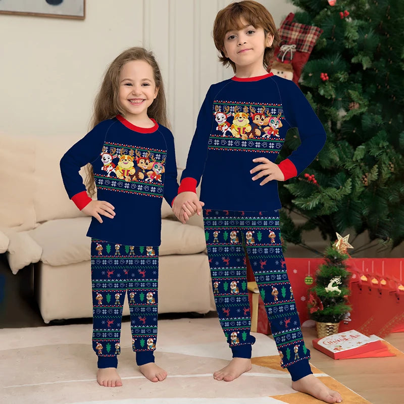 Kids' pyjama set in blue and red with dog pattern