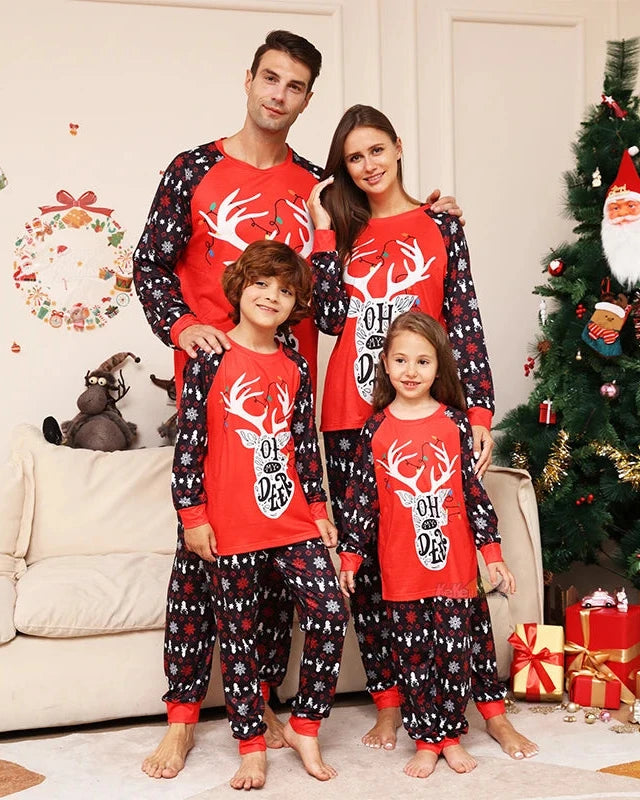 Matching reindeer pyjamas for the whole family
