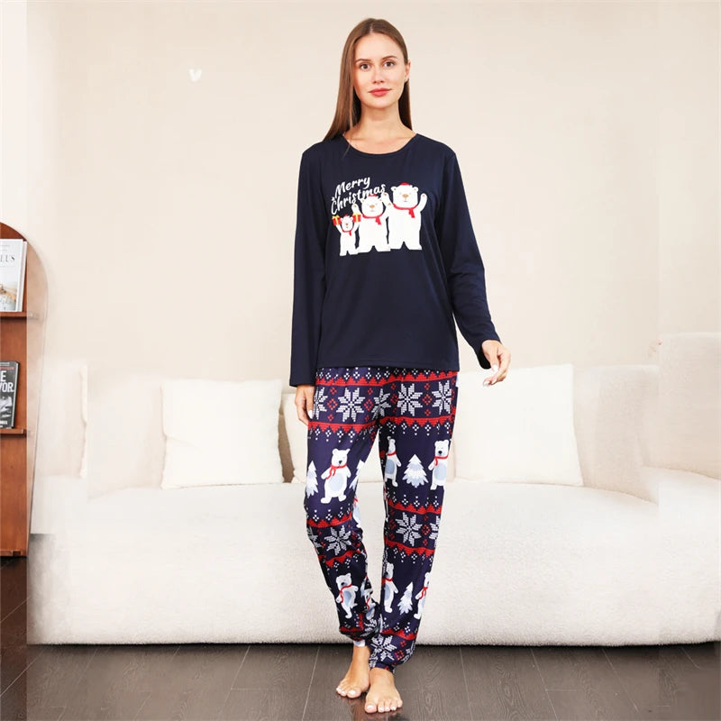 Christmas pyjamas with polar bear pattern for families