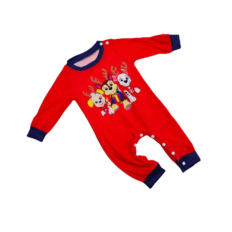 Blue and red sleepwear for children with dog print